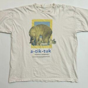 National Geographic Polar Bear A-Tik-Tuk Graphic Tee Wildlife T-Shirt White